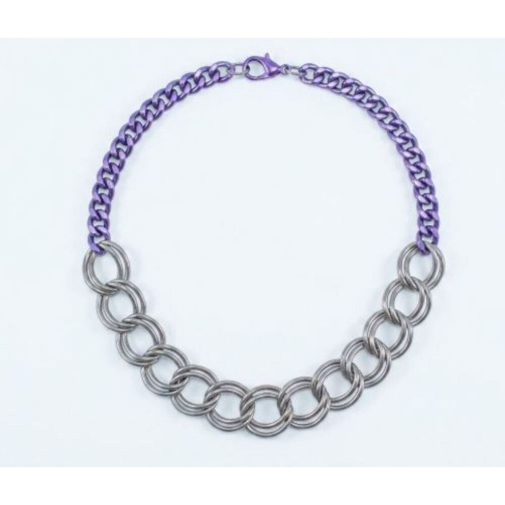 Gerard Yosca Women's Chunky Chain Colorblock Link Silver Clasp Necklace NWOT 198
